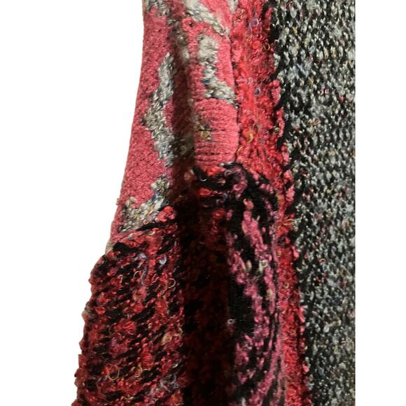 Laura Ashley Cardigan M Patchwork Exposed Stitch Marled Fleece VTG 90s Y2K EUC - Picture 7 of 9